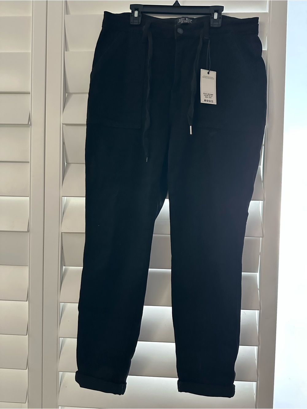 NWT Judy Blue Black Drawstring Joggers Size 13/31